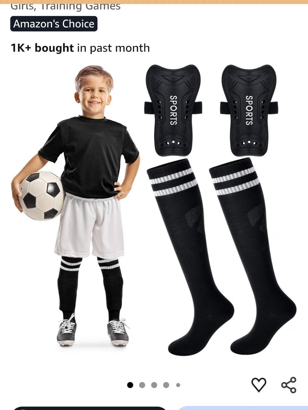 Kids Soccer Shin Guards and Socks Set - Black New Size Medium